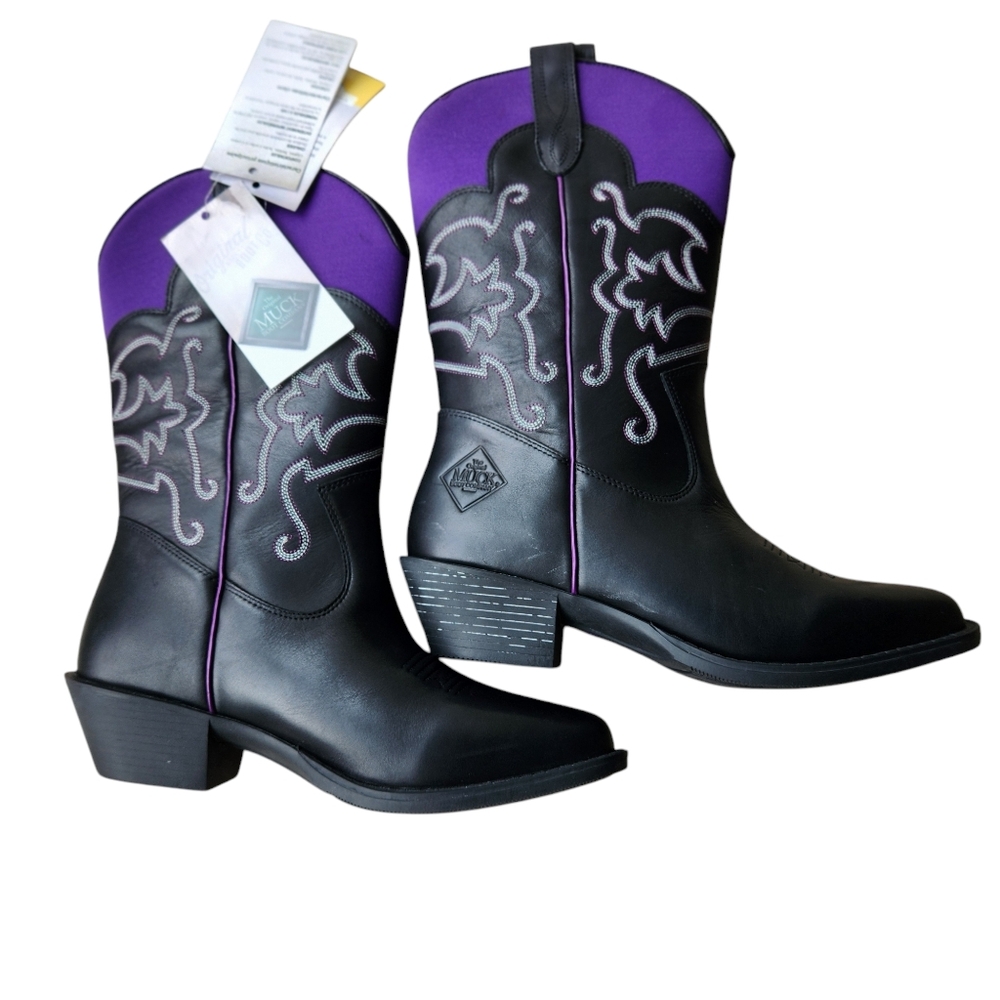 The Original Muck Boots Black and Purple Western Boots
